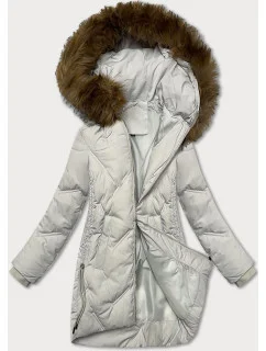 Světle šedá dámská zimní bunda se boky model 21248663 - S'WEST