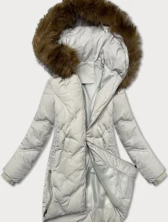 Světle šedá dámská zimní bunda se boky model 21248663 - S'WEST