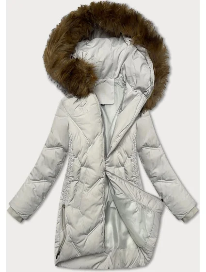 Světle šedá dámská zimní bunda se boky model 21248663 - S'WEST