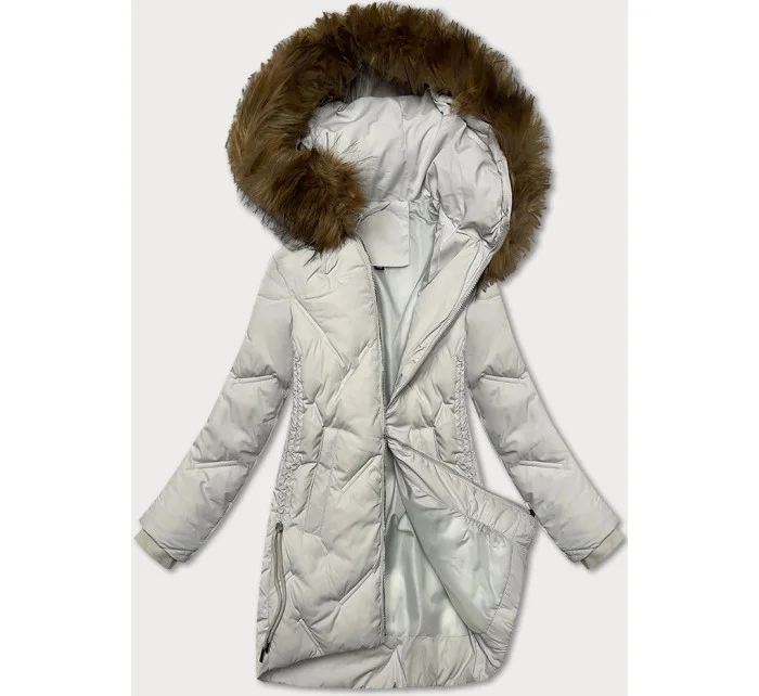 Světle šedá dámská zimní bunda se boky model 21248663 - S'WEST