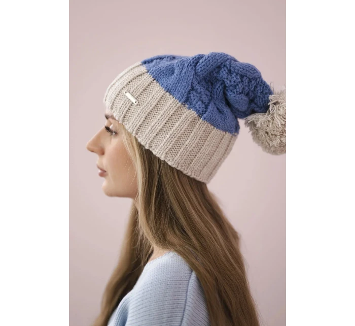 Paris fleecová čepice K212 modrá+béžová