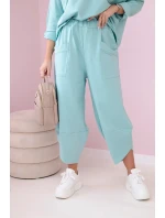 Bavlněná mikina kalhoty set tmavá máta Bavlněná mikina kalhoty set tmavá máta