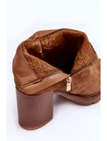 Zamszové Botky Na Podpatku Hnědé model 21632198 - Boto Zamszové Botky Na Podpatku Hnědé model 21632198 - Boto