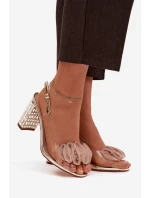 Sandály na podpatku s krystaly D&A MR52-237 zlaté Sandály na podpatku s krystaly D&A MR52-237 zlaté