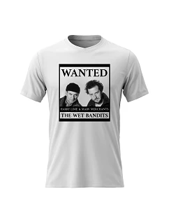 Pánské bavlněné tričko s potiskem - WANTED - bílé