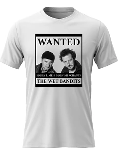 Pánské bavlněné tričko s potiskem - WANTED - bílé