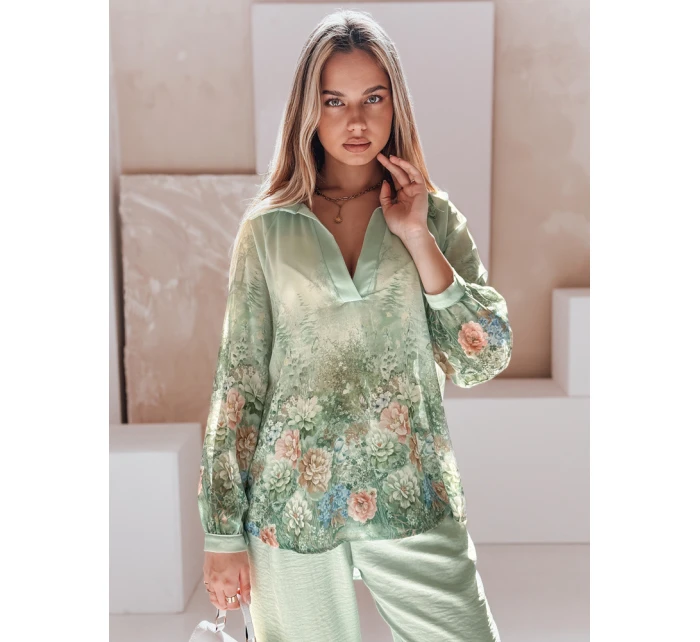 Dámské květované tričko oversize Květinově zelené FashionStreet DY0471