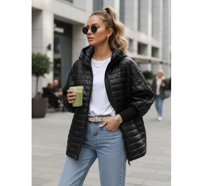 Dámská prošívaná bunda s kapucí černá FashionStreet TY5529