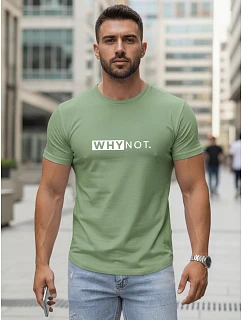 Pánské zelené tričko s klasickým potiskem FashionStreet NX5122R