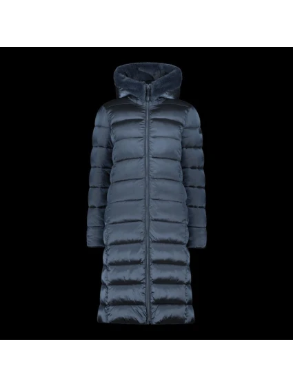 Dámská zimní bunda s kapucí CMP zateplený kabát dlouhý tmavě modrý (34K0046F/L635)