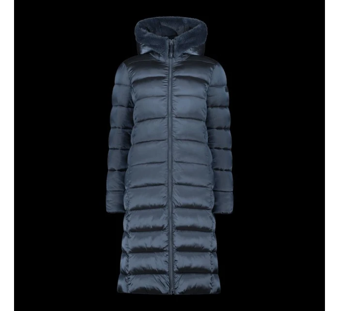 Dámská zimní bunda s kapucí CMP zateplený kabát dlouhý tmavě modrý (34K0046F/L635)