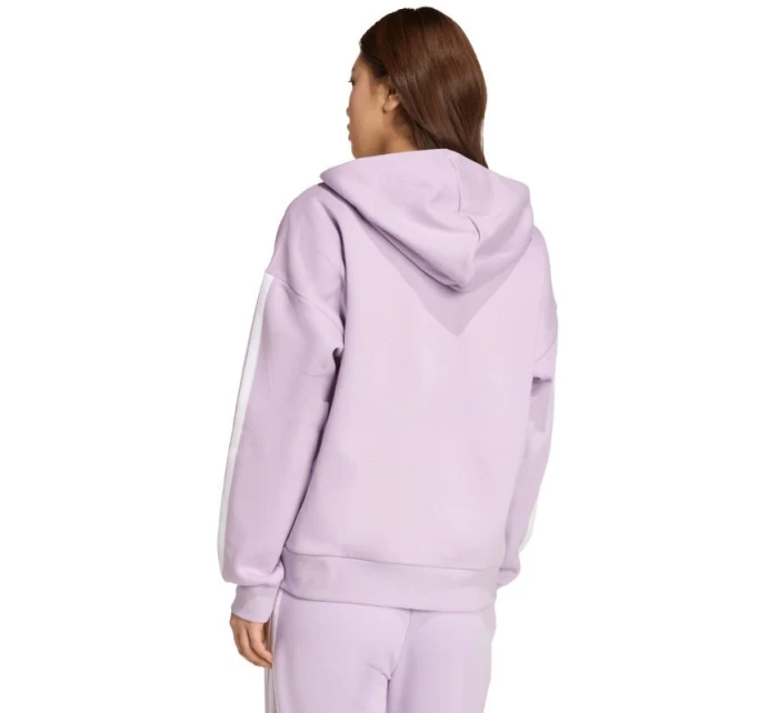 Dámská fleecová mikina adidas Essentials 3-Stripes s kapucí a zipem fialová JY3080 Dámská fleecová mikina adidas Essentials 3-Stripes s kapucí a zipem fialová JY3080