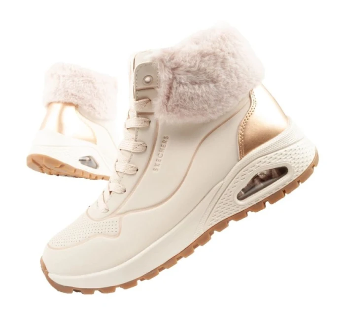 Skechers Uno Rugged dámská sportovní obuv zateplené boty zimní béžové dámské