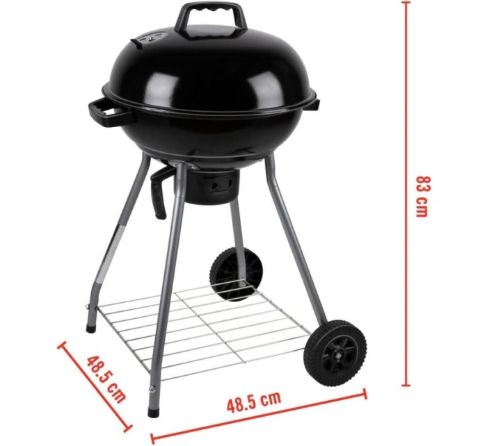 KULOVÝ ZAHRADNÍ GRIL REX STEEL 46CM S POPELNÍKEM