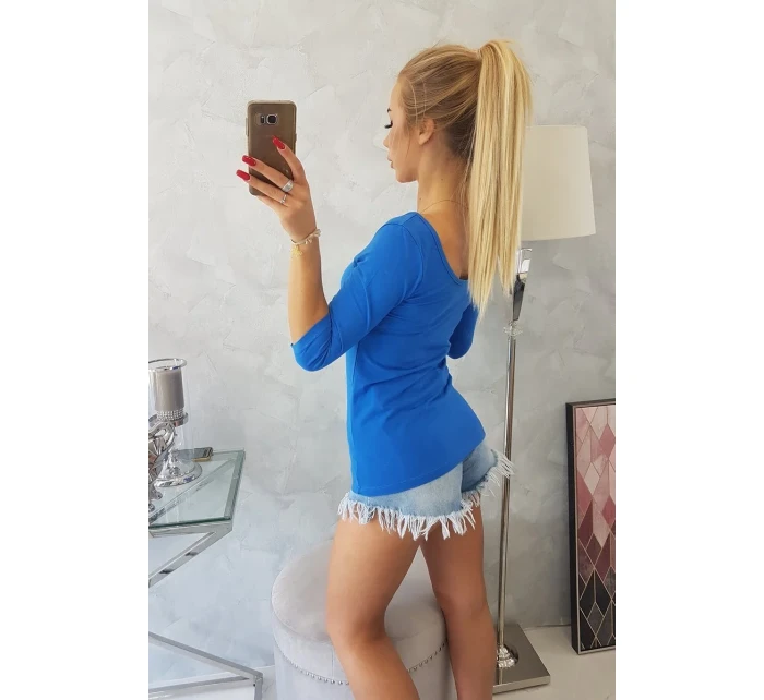 Chrpová halenka s kulatým výstřihem