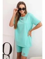 Dámský bavlněný komplet s krátkým rukávem a šortkami mincovna Dámský bavlněný komplet s krátkým rukávem a šortkami mincovna