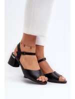 Dámské sandály na nízkém podpatku z ekologické kůže Sergio Leone SK876 Černé