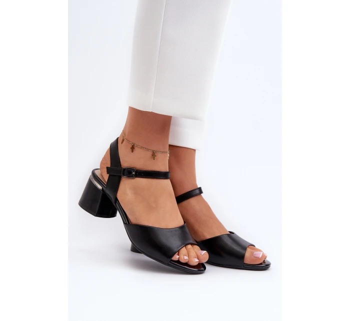 Dámské sandály na nízkém podpatku z ekologické kůže Sergio Leone SK876 Černé