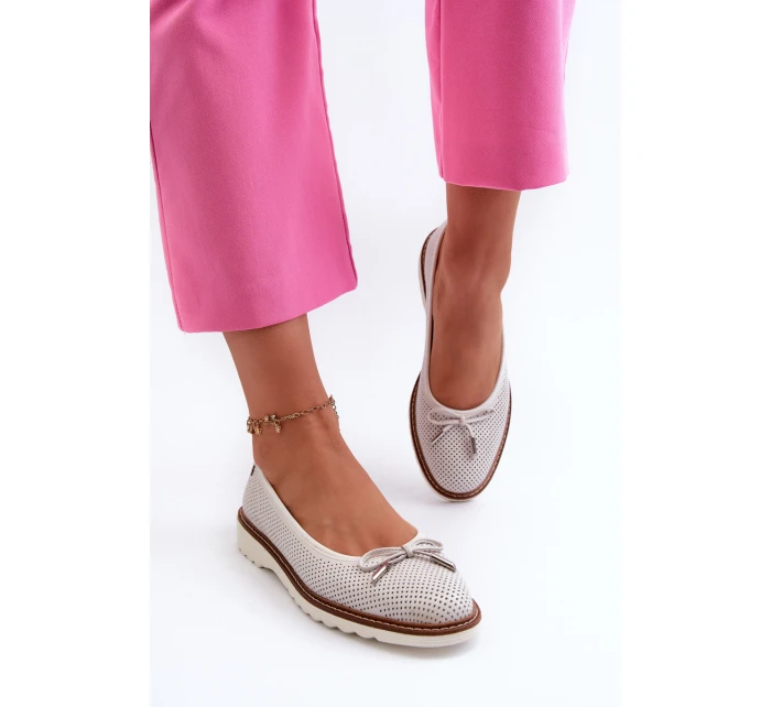 Dámské Letní Baletky Z Kůže  Bílé model 21661326 - Maciejka