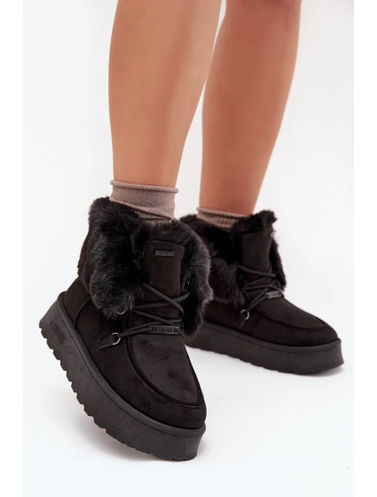 Dámské Sněhule Na Platformě S Kožešinou A Šněrováním Big Star model 21705911 Černé - Big Star Shoes Dámské Sněhule Na Platformě S Kožešinou A Šněrováním Big Star model 21705911 Černé - Big Star Shoes