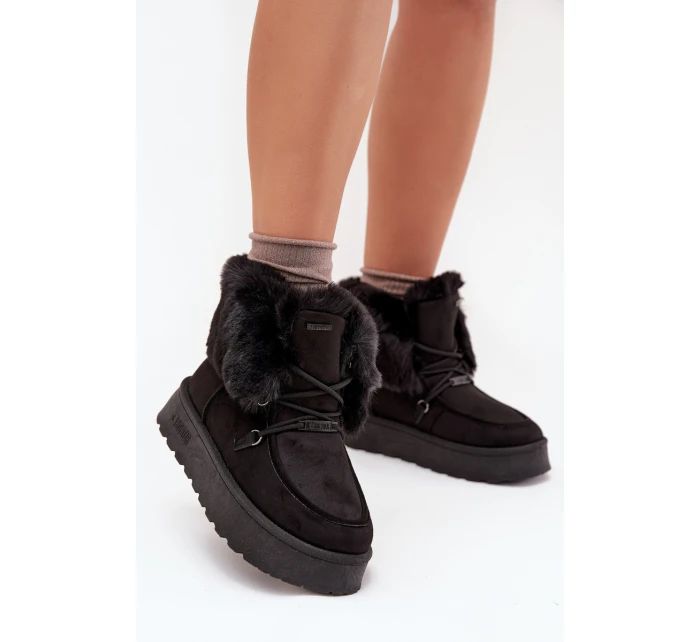 Dámské Sněhule Na Platformě S Kožešinou A Šněrováním Big Star model 21705911 Černé - Big Star Shoes Dámské Sněhule Na Platformě S Kožešinou A Šněrováním Big Star model 21705911 Černé - Big Star Shoes