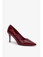 Lakované ekokůže dámské lodičky s  bordó model 21711357 - Boto