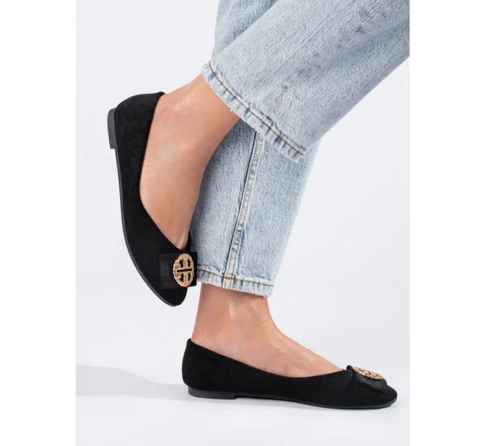 Pěkné dámské černé baleríny bez podpatku Pěkné dámské černé baleríny bez podpatku