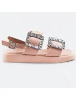 Béžové dámské sandály se zirkony (CM-62)