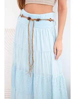 Dámská maxi bavlněná sukně s model 22048761 výšivkou a elastickým pasem modrá - K-Fashion Dámská maxi bavlněná sukně s model 22048761 výšivkou a elastickým pasem modrá - K-Fashion