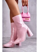 Dámské lakované kozačky Růžove model 21596921 - Boto