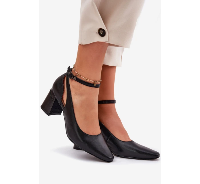 Kožené Lodičky Na Podpatku model 21694790 Černé - Maciejka