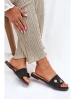 Dámské Pantofle Na Plochém Podpatku S Mašlí Černé Sallariela Dámské Pantofle Na Plochém Podpatku S Mašlí Černé Sallariela