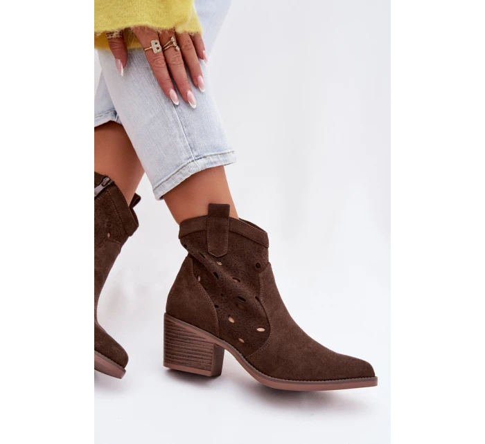 Dámské boty Kovbojky s vzorem čokoládové model 21935147 - Boto