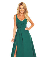 CHIARA - Elegantní dámské maxi šaty v lahvově zelené barvě na ramínkách 299-4