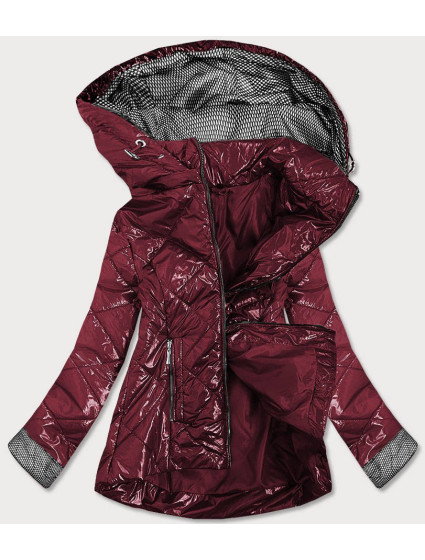Lesklá prošívaná dámská bunda v bordó barvě model 16148189 - S'WEST