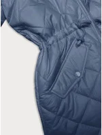 Světle modrá oboustranná dámská prošívaná bunda - kožíšek (H-897-100)