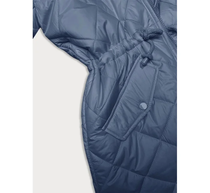 Světle modrá oboustranná dámská prošívaná bunda - kožíšek (H-897-100)