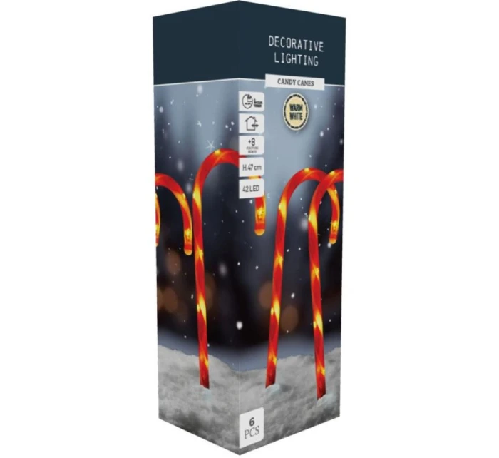 VENKOVNÍ SVĚTLA CANDY CANES SADA 6KS