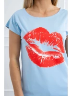 Halenka s potiskem rtů modrá Halenka s potiskem rtů modrá