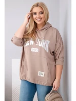 Dámská mikina Plus Size z viskózy s kapucí a klokaní kapsou fango