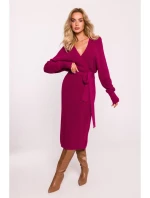 model 20476152 Svetrové šaty s výstřihem do V růžové - Moe
