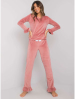 Zaprášené růžové velurové pyžamo s kalhotami Camille RUE PARIS