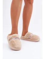 Futrzane Pantofle s Ozdobným Páskem Béžové Savalithea Futrzane Pantofle s Ozdobným Páskem Béžové Savalithea