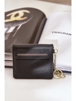 Pouzdro na karty se zlatým přívěskem, eko kůže, černé Iritinme