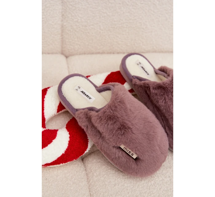 Dámské huňaté pantofle – tmavě fialové Belinna Dámské huňaté pantofle – tmavě fialové Belinna