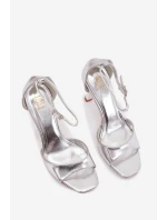 Dámské sandály na jehlovém podpatku - stříbrné Revella
