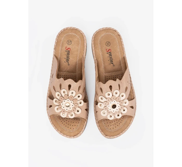 Stylové růžové dámské  nazouváky na plochém podpatku