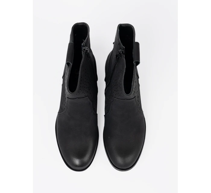 Zajímavé  kotníčkové boty dámské černé bez podpatku