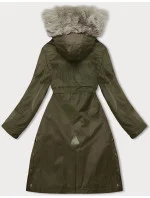 Dámská bunda parka v army barvě s kožešinovou podšívkou (5M3180-136)