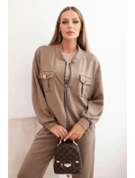 Dámská souprava máslová z viskózy s rozepínací mikinou a kalhotami fango Dámská souprava máslová z viskózy s rozepínací mikinou a kalhotami fango